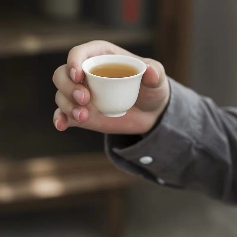 叠愿德化白瓷茶具套装家用功夫茶具泡茶壶盖碗猪油白品杯礼品定制