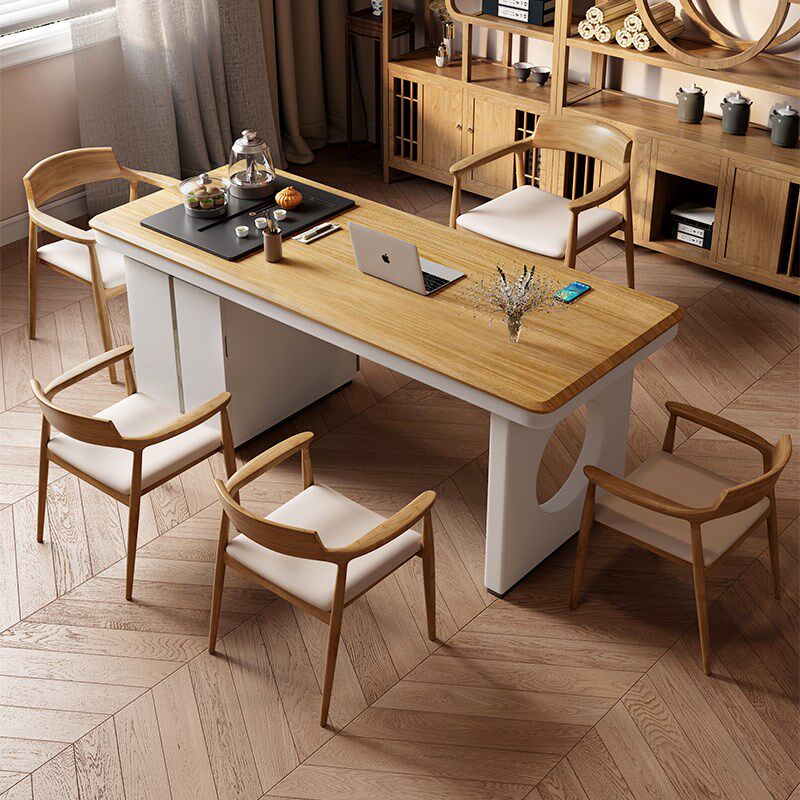 轻奢实木茶桌茶台组合现代简约家用客厅阳K台办公室泡茶桌防潮耐