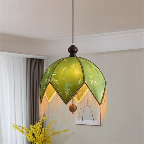 法式餐厅吊灯202m4年新款高级感家用卧室布艺灯中古风小户型吧台