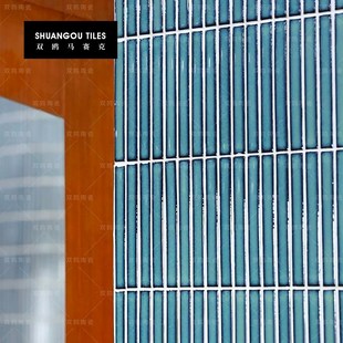 双鸥复古孔雀蓝长条马赛克窑变筷子砖卫生L间浴室咖啡厅厨房背景