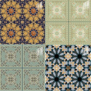 异域风情80e0x800亮光波斯地毯砖镀金拼花民族风民宿欧式 酒店地砖