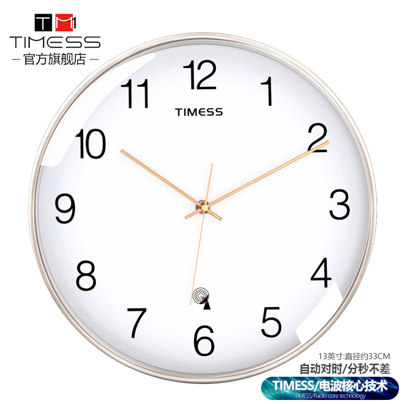 TIMESdS轻奢电波钟表挂钟客厅家用时尚时钟挂墙现代简约网红静音