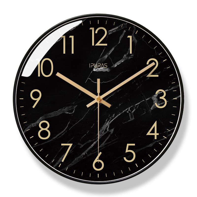 自动对时电波钟6278理t石简约客厅钟表挂钟轻奢挂表时钟挂墙钟