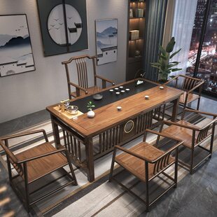 办公家用新中式茶桌椅组合小茶几套餐一体茶具阳台功夫泡茶台实木