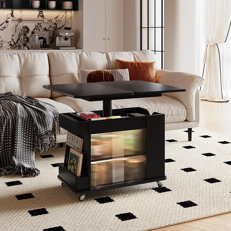 实木移动茶几升降折叠小户型现代简约客厅K家用沙发边几小推车边