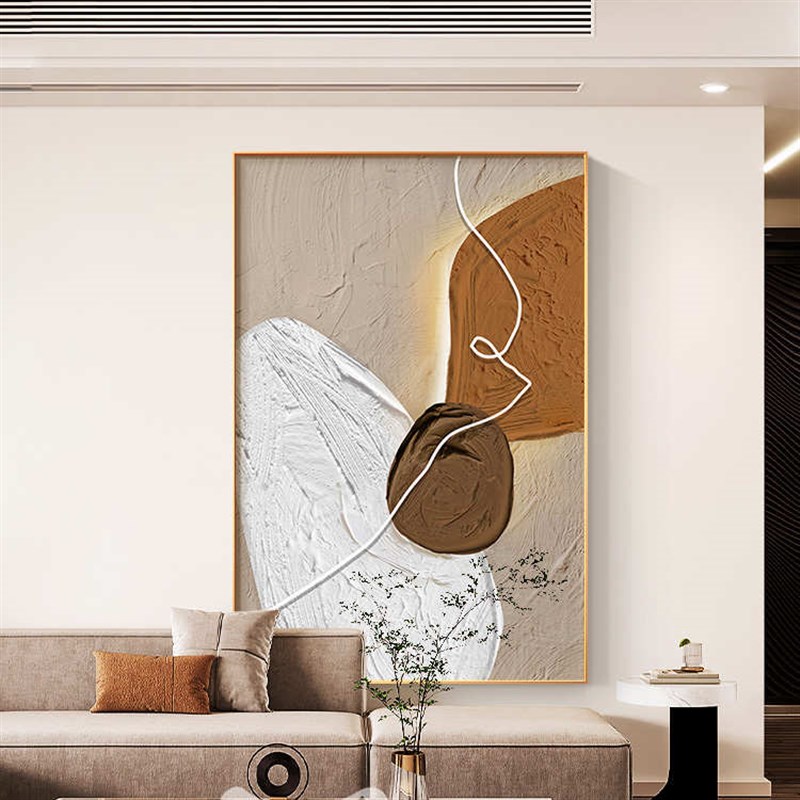 客厅抽象装饰画轻奢奶油风艺术挂画北欧沙发背景墙画福鹿玄关挂画图片
