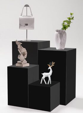 服装店模特台流水台地台站中岛架橱窗展示台陈列模特鞋包道具黑色