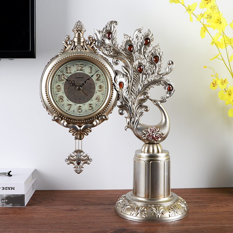 座钟钟表时钟创意简约书桌创意客厅欧式美式台式静音装饰复古台钟