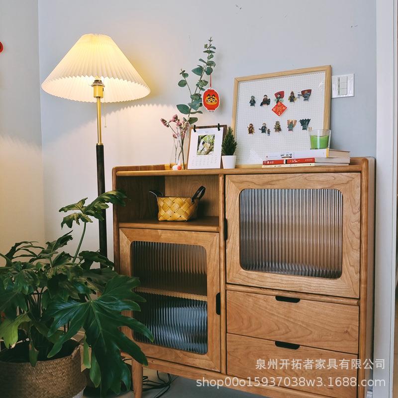日式实木餐边柜 家用电视边柜樱桃木储物茶水柜客厅简约收纳橱柜