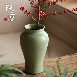 北美冬青花瓶陶艺摆件花器禅意插花干花水培N装饰陶瓷梅瓶古典花