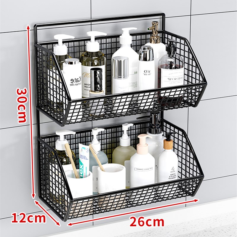 化妆室置物架免打孔浴室洗手间厕所洗漱台墙上挂U架浴室收纳挂篮