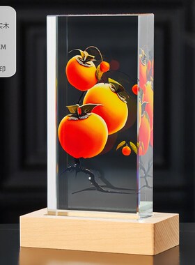 水晶内雕锦e鲤摆件公司创意电视酒柜桌面装饰品招财艺术发光轻奢