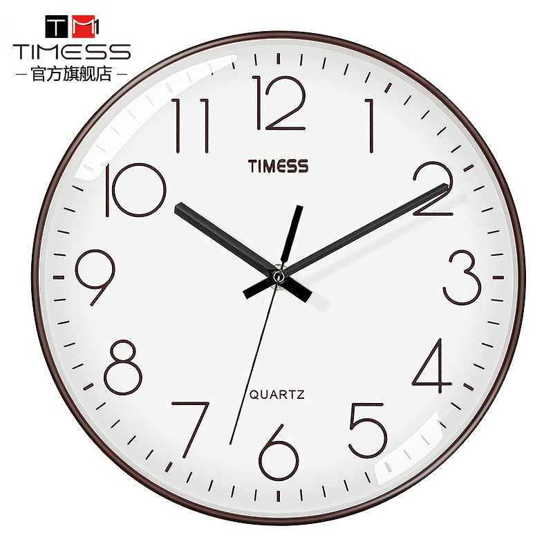 TIMESS钟表挂钟客厅家用时尚创B意静音免打孔挂墙简约石英电子时