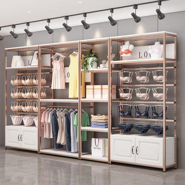 店落地挂衣架女装店墙展示架文胸内衣双层展示柜可调节靠架子内衣