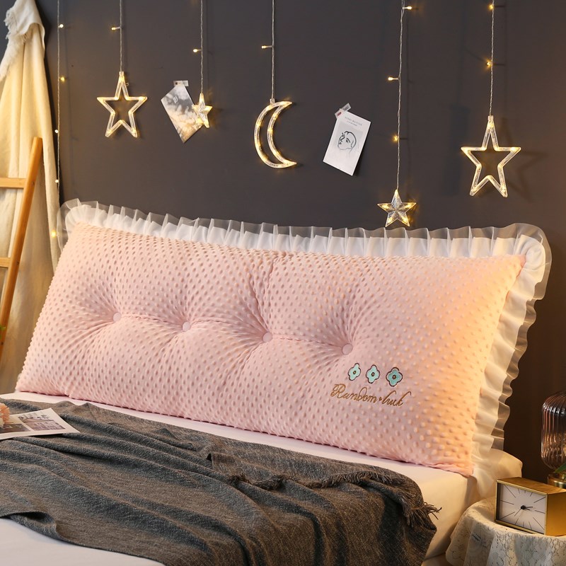 豆豆绒床头靠垫刺绣款公主风床头软包靠J枕榻榻米床头板靠背可拆