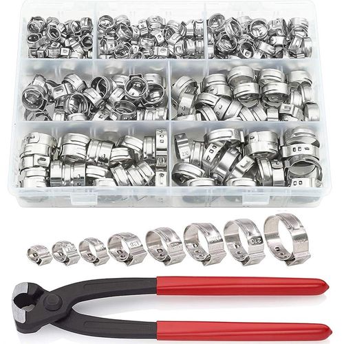 130个盒d装304不锈钢单耳无极卡箍5.8-28.6MM喉箍管卡管箍抱箍套