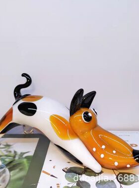 装饰品小狗玄关玻璃样板房现代客厅风电视柜书房创意艺术摆件