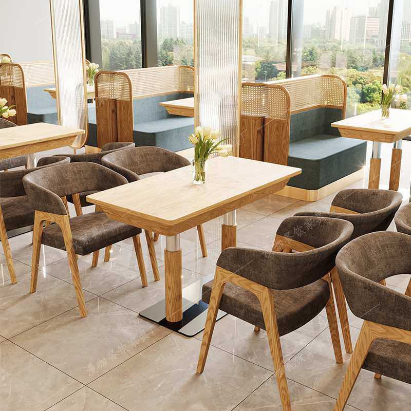 西餐厅卡座沙发茶楼连锁店半圆卡座餐饮家具靠墙商用实木桌椅组合