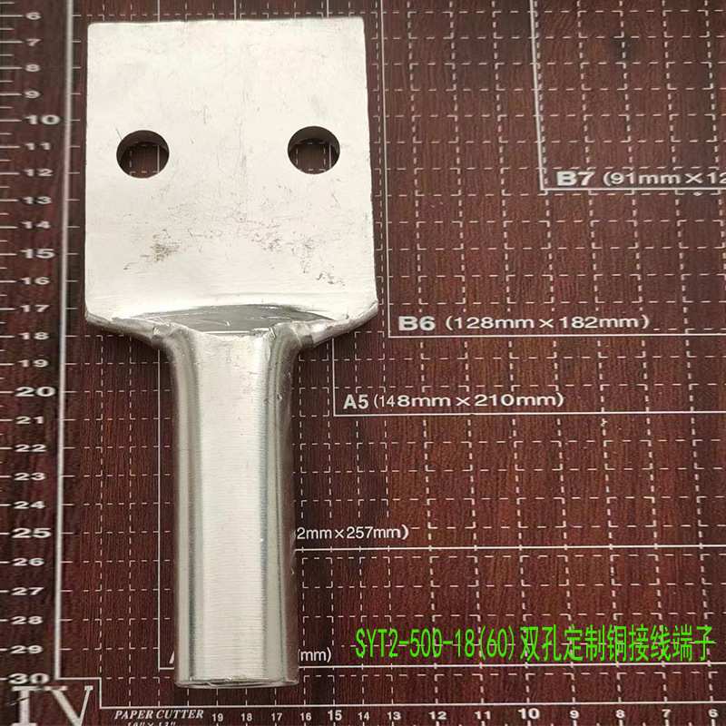 双孔铜鼻子 贰眼铜端子 多孔接头定置 平板铜线耳SYT2-500-18(60)