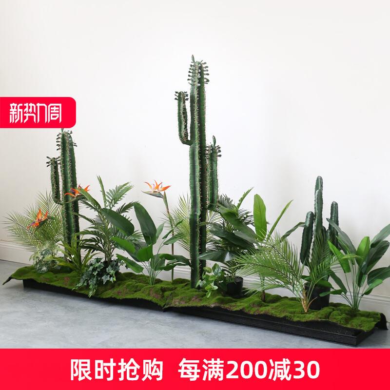 仿真仙人掌柱盆栽绿植造景套装橱窗餐厅花槽花箱隔断遮挡假植物