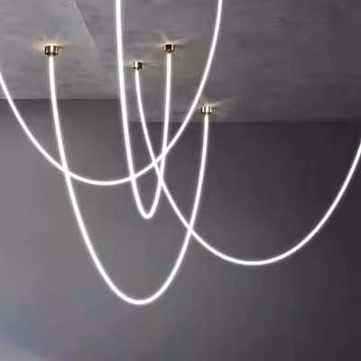 极简线条设计师样板房客厅灯loft挑高别墅楼梯间餐厅卧室展厅吊灯