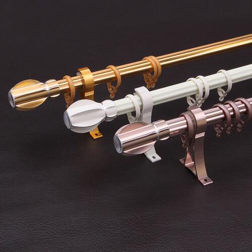 窗帘杆子浴帘单杆罗马杆加厚双杆铝合金打孔顶装双轨道阳台