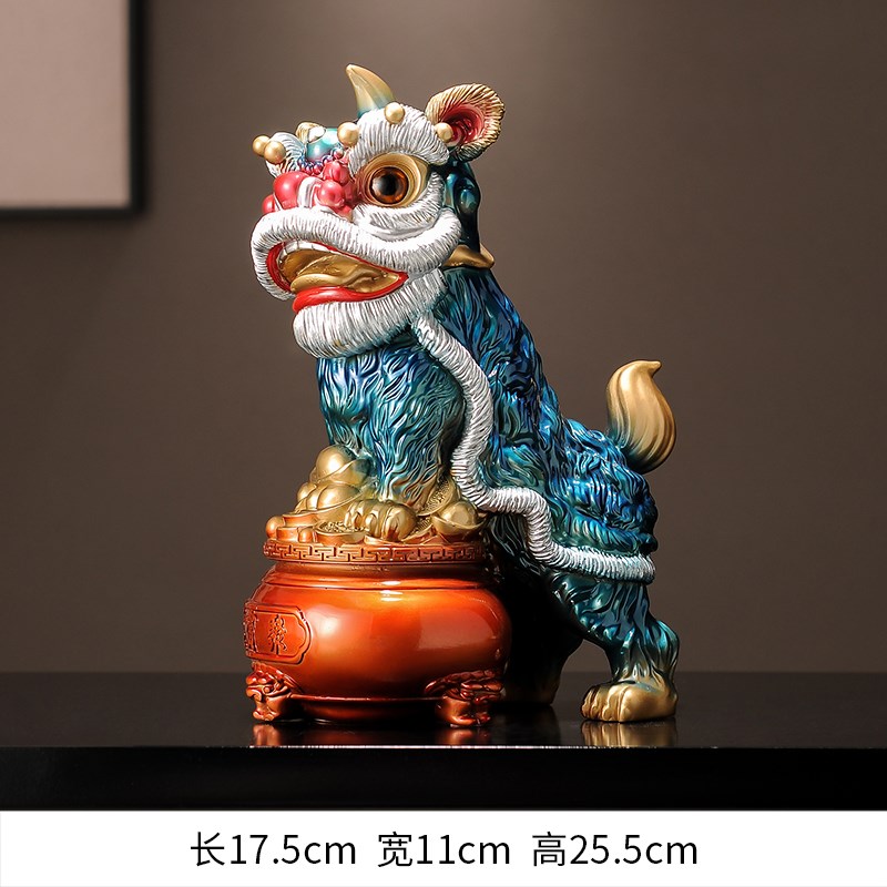 国潮醒狮招财摆件一对客t厅家居玄关酒柜桌面装饰品乔迁开业礼物