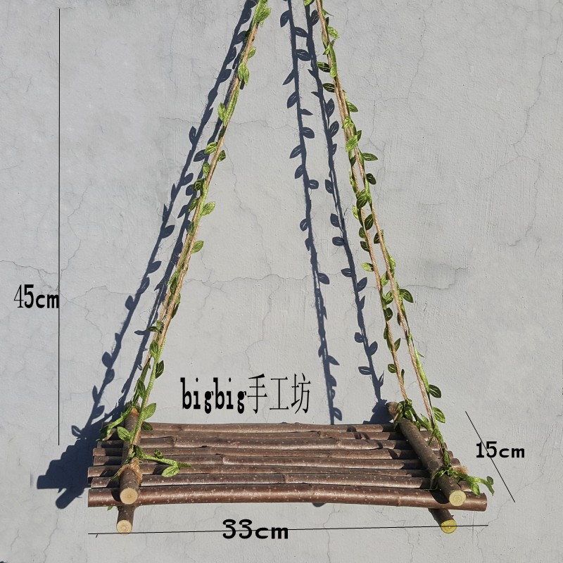 创意手工干树枝j空中吊饰复古家居装饰拍摄道具摆件木制小树叶秋
