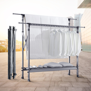 华峰晾衣架落地折叠室内s伸缩式家用室外移动阳台晒被子神器凉衣
