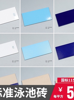 地中海标准游f泳池专用瓷砖陶瓷115X240蓝色体育馆学校室内水池砖