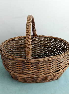 老竹编篮子老物件民俗收藏手提篮C筐农村旧篮筐农家乐复古怀旧装