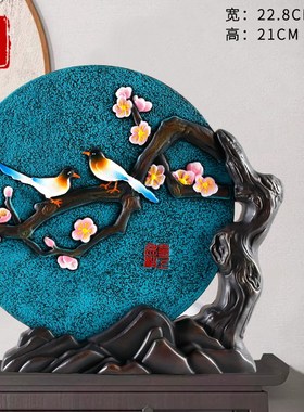 荷韵新中式荷花禅意莲花锦鲤鱼戏莲叶间玄关酒P柜博古架装饰品摆