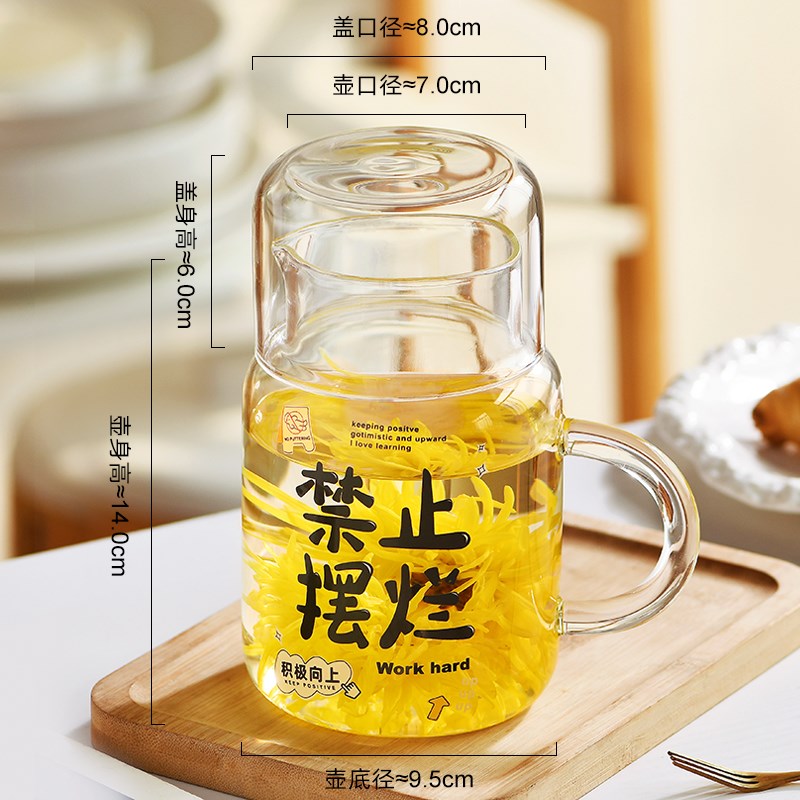 800ml大容量带盖杯子家用w喝水杯女耐高温玻璃带把刻度杯男泡茶杯