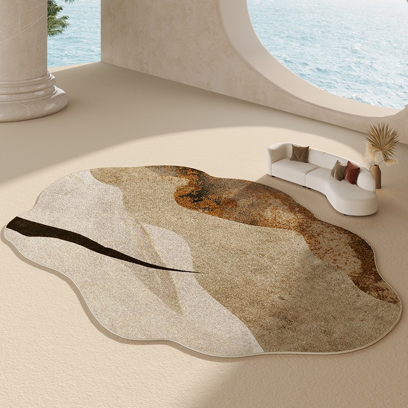 客厅地毯卧室侘寂风轻奢异形沙发茶几毯不规则P高级感简约房间地