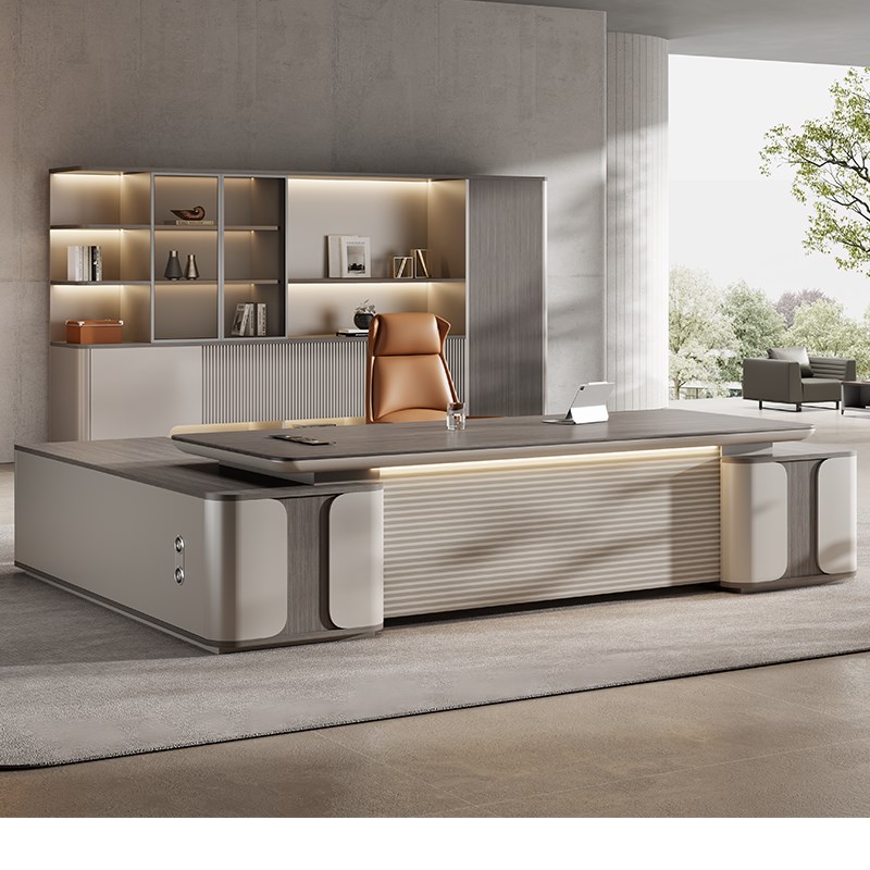 高档办公桌老板桌大班q台新中式总裁桌现代简约经理办公室桌椅组