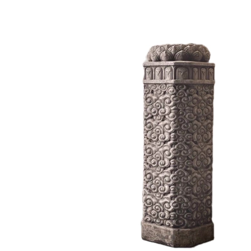 石雕青石祥云柱明清古典彷古祥云石头柱J拴马桩庭院新中式花架石