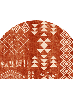 北欧进门地垫入户门口脚踏垫浴室门前半圆形N摩洛哥风门厅红色地