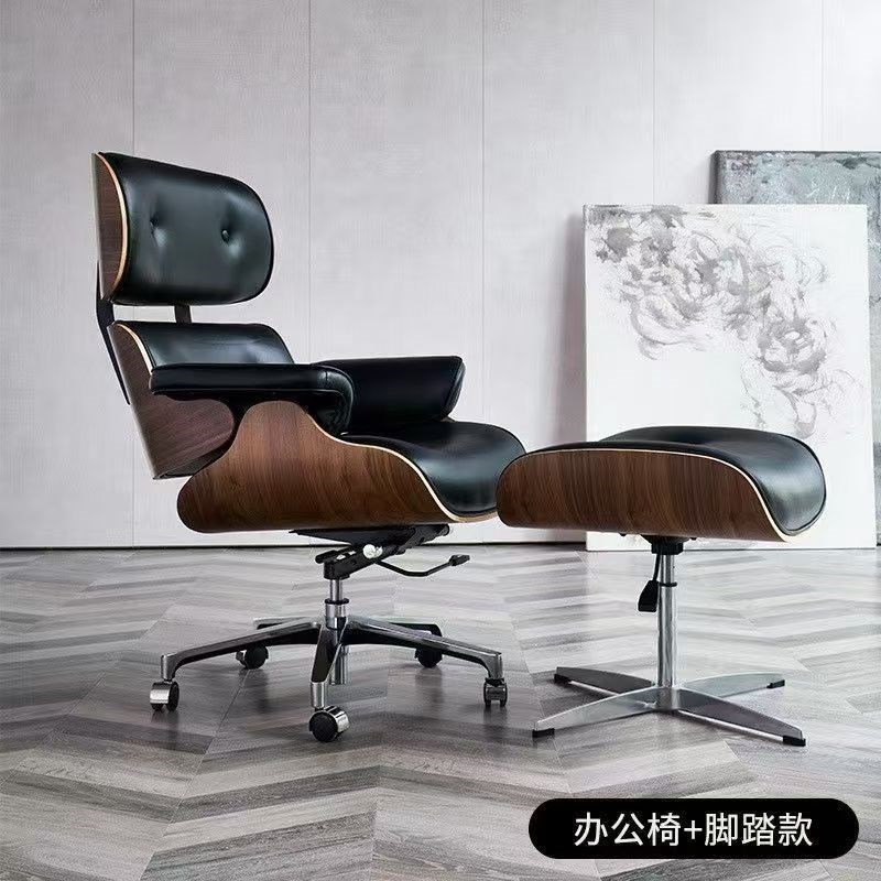 伊姆斯可躺椅单人沙发椅子休闲懒人沙发EAMES北欧午W休真皮老板椅