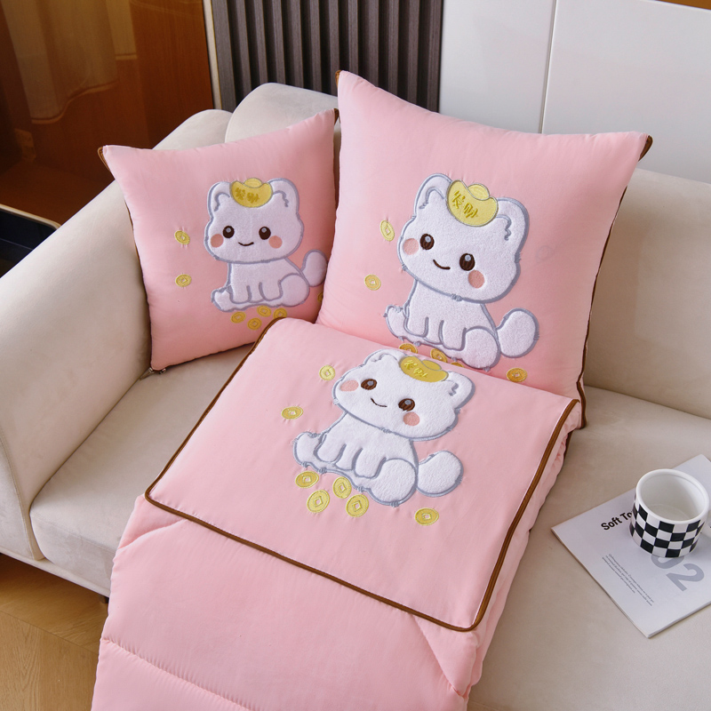 抱枕被子两用二合一加厚折叠汽车载枕头被办公室午睡空.调毯子靠