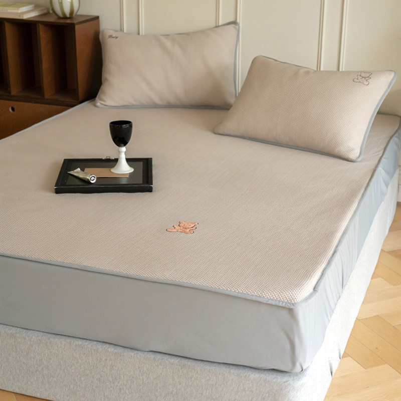 夏季凉感安抚豆豆席三件套可爱卡通毛巾J绣凉席空调席可折叠软席