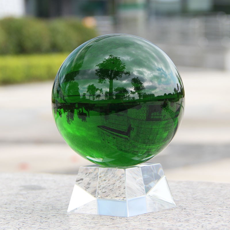 大号绿色水晶玻璃球摆件家居书房桌面装饰品客P厅书房开业乔迁礼