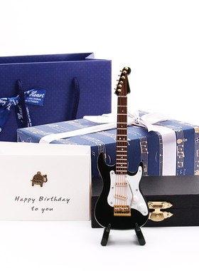 木制迷你电吉他模型摆件家居送老师z男女朋友生日礼物1/6兵人BJD