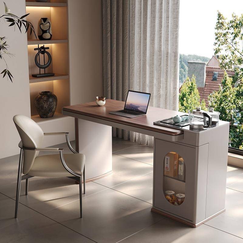 现代简约茶台椅组合实木面北欧风家用办公新中式办公桌智能泡茶桌