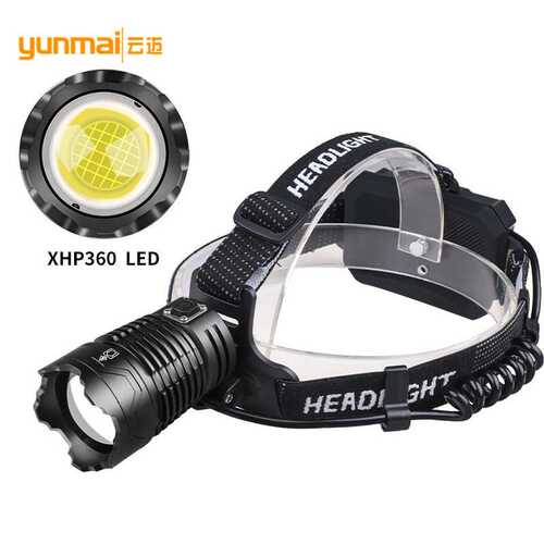 亚马逊新款XHP360头灯 MICRO/TYPE-C兼用带输出36核强光远射头灯
