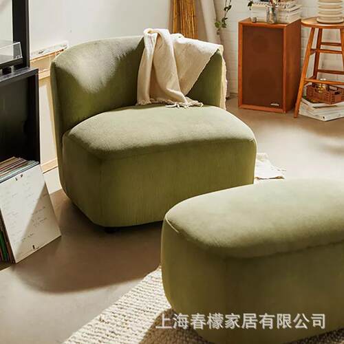 灯芯绒单人网红沙发椅北欧轻奢客厅创意高级椅设计师极简休闲椅