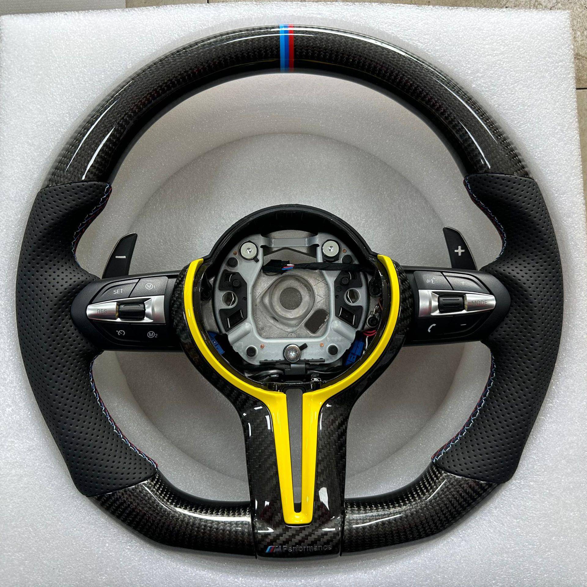 适用于宝马3系4系5系6系7系x1x3x4x5x6M3M5碳纤维方向盘宝马平底