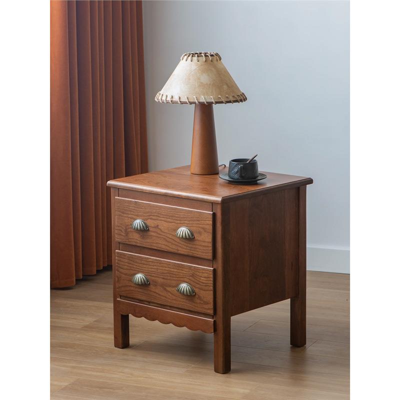 中古复古樱桃木床头柜实木床边柜 卧室国风储物柜小矮柜