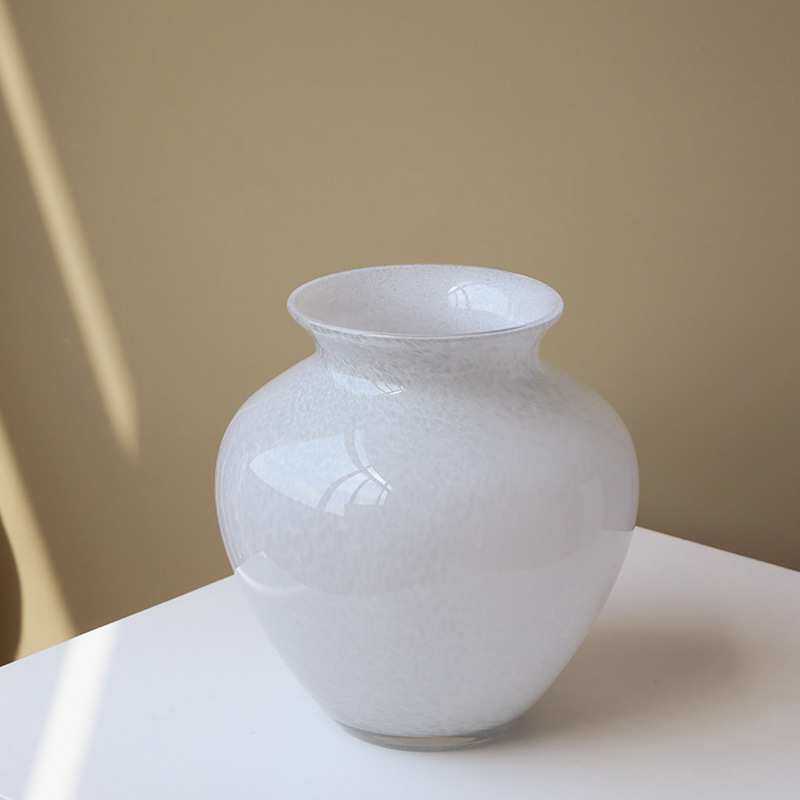 中古琉璃花瓶摆件大肚玻璃插花装饰品花器高级感客厅餐桌鲜花器皿