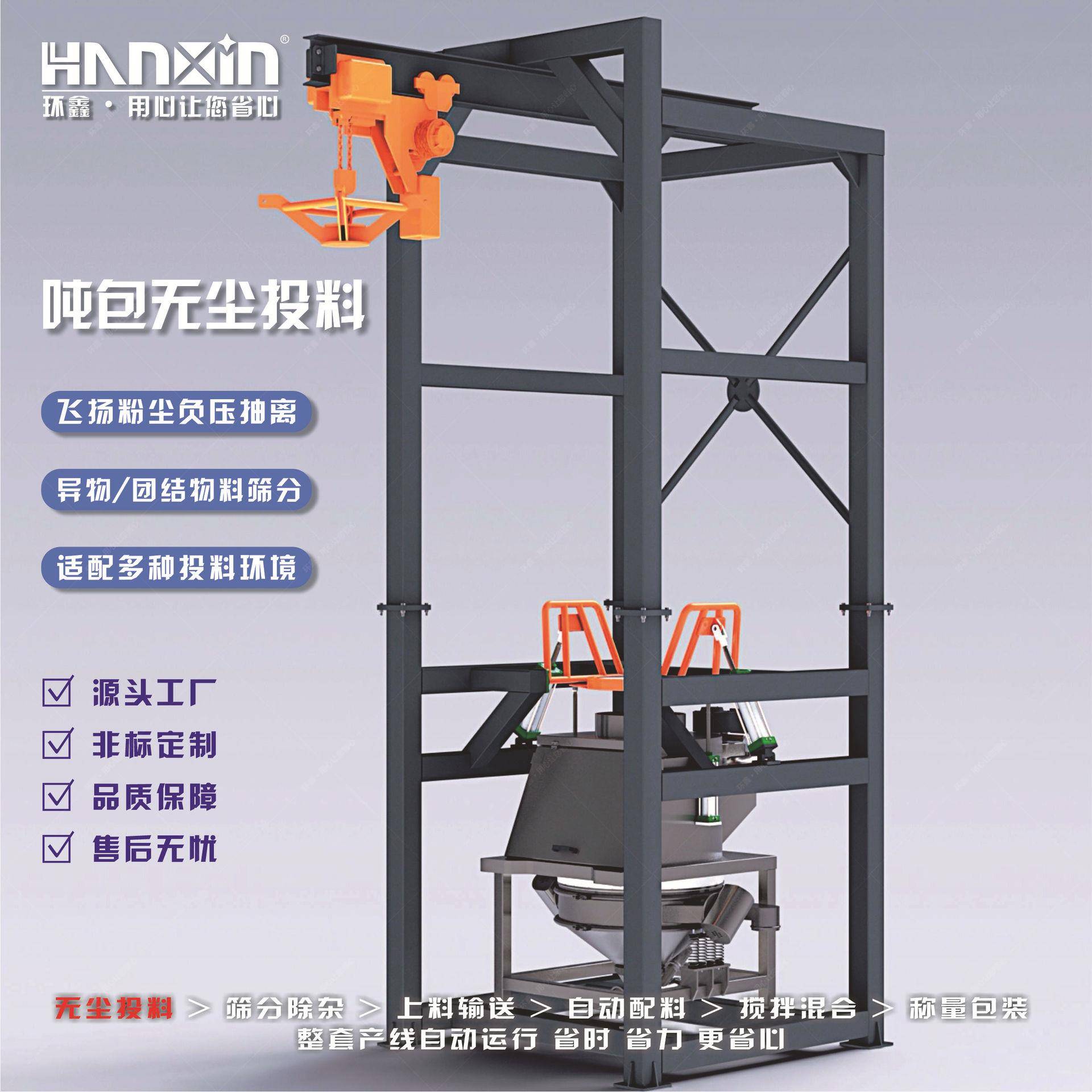 自动吨包卸料站吨袋拆包机2T袋解包不锈钢自动卸料无尘投料站