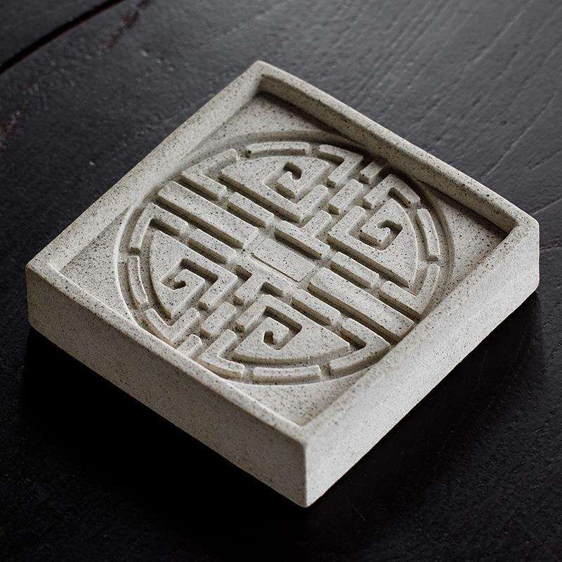 如意古陶可吸水粗陶壶承正方形陶瓷茶壶托盘蓄水壶垫茶托干泡台